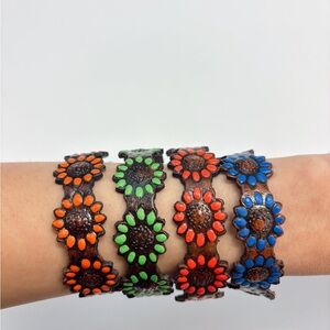 Colorful Floral Leather Bracelets SOLD SEPARATELY